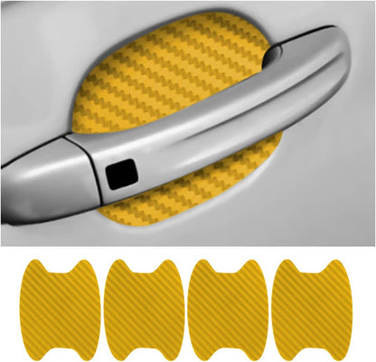 4PCS Sticker, Carbon Fiber Anti-Scratches Car Door Cup Protector, Non-Marking Auto Door Handle Protective Film, Universal for Most Car Handles (Black/4PCS)