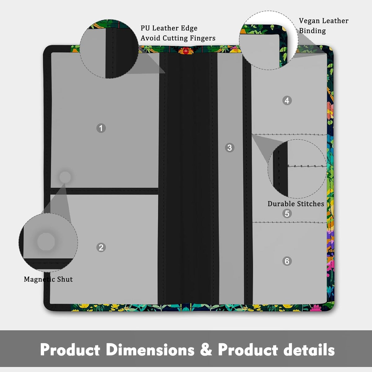 Car Registration and Insurance Holder, with Magnetic Closure for License, Cards and Documents, All Vehicle Needs and Car Accessories (Leopard-Black)