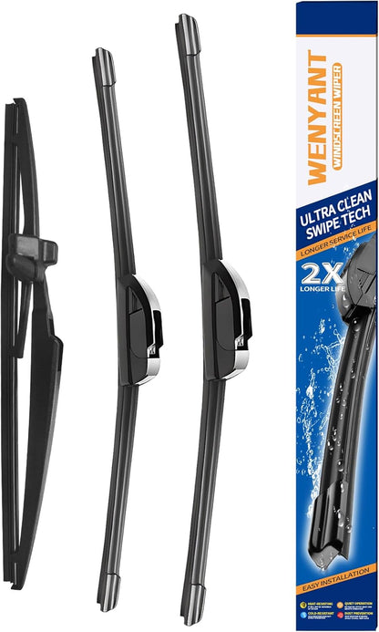 26"/19"/16" Windshield Wipers Compatible with Toyota Prius 2010-2015 Front and Rear Wiper Blades for My Car Automotive Replacement (Set of 3) - Colors B