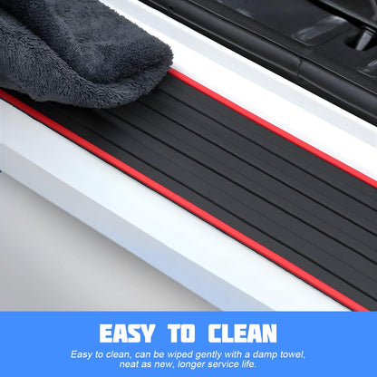 Car Rear Bumper Protector Guard, Anti-Scratch Abrasion Rubber Trunk Door Entry Sill Guard, Non-Slip Vehicle Trim Cover Protection Strip, Car Accessories for Most Cars and SUV (Black/Red/35.4" x2.7)