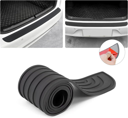Car Rear Bumper Protector Guard, Anti-Scratch Abrasion Rubber Trunk Door Entry Sill Guard, Non-Slip Vehicle Trim Cover Protection Strip, Car Accessories for Most Cars and SUV (Black/Red/35.4" x2.7)