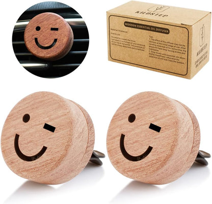 Essential Oil Car Diffuser, 2 PCS Car Aromatherapy Wood Diffuser with Vent Clip