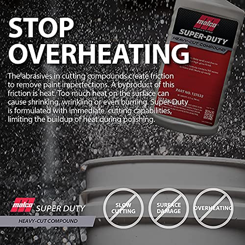 Malco Super Duty Heavy Cut Compound - Professional Cutting, Polishing and Finishing Compound/for Auto Paint Correction, Detailing and Buffing / 32 oz. (127632)