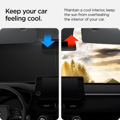 Spigen ZeroGap Windshield Sunshade for Tesla Model Y & 3, Maximum UV & Heat Protection, Dual Layer with Pocket | Car Accessories for Model Y Juniper, Model Y L, Model 3 Highland | Gift for Tesla Owner
