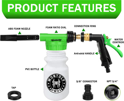 Wontolf Car Wash Foam Gun Foam Cannon Sprayer Kit with Car Wash Soap, Microfiber Car Wash Mitt, Storage Bag - Car Wash Kit - Snow Foam Blaster - Connects to Garden Hose - Car Accessories for Men