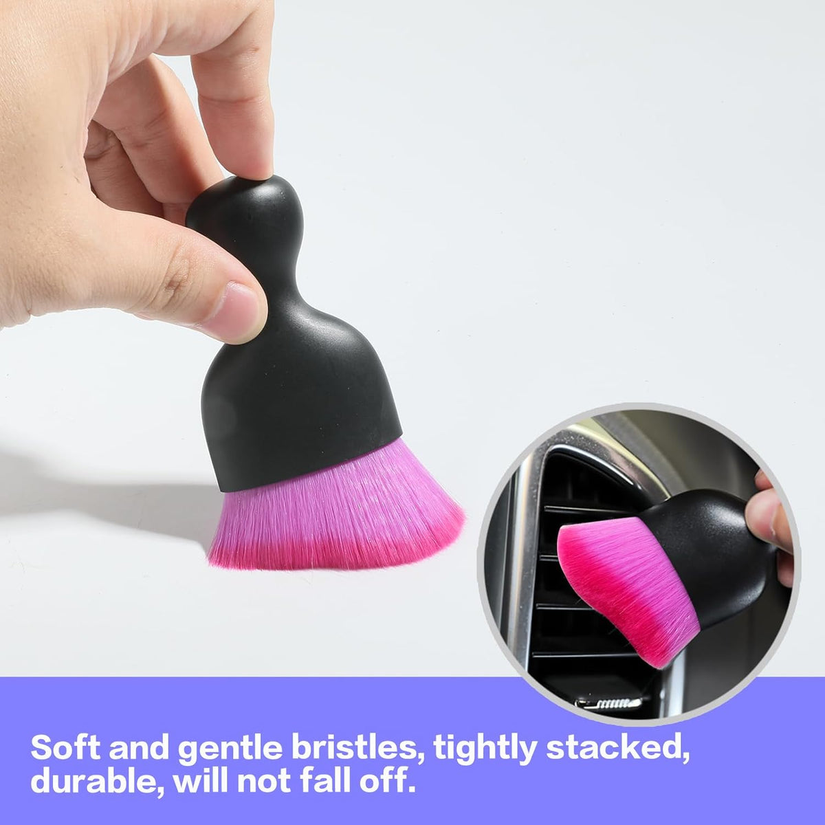 AOCISKA Car Interior Detailing Brush,Soft Bristle Cleaning Brush Car Detailing Brush Dusting Brush,Car Interior Cleaning Tool,Auto Detail Brush Car Dash Duster Brush (Black)
