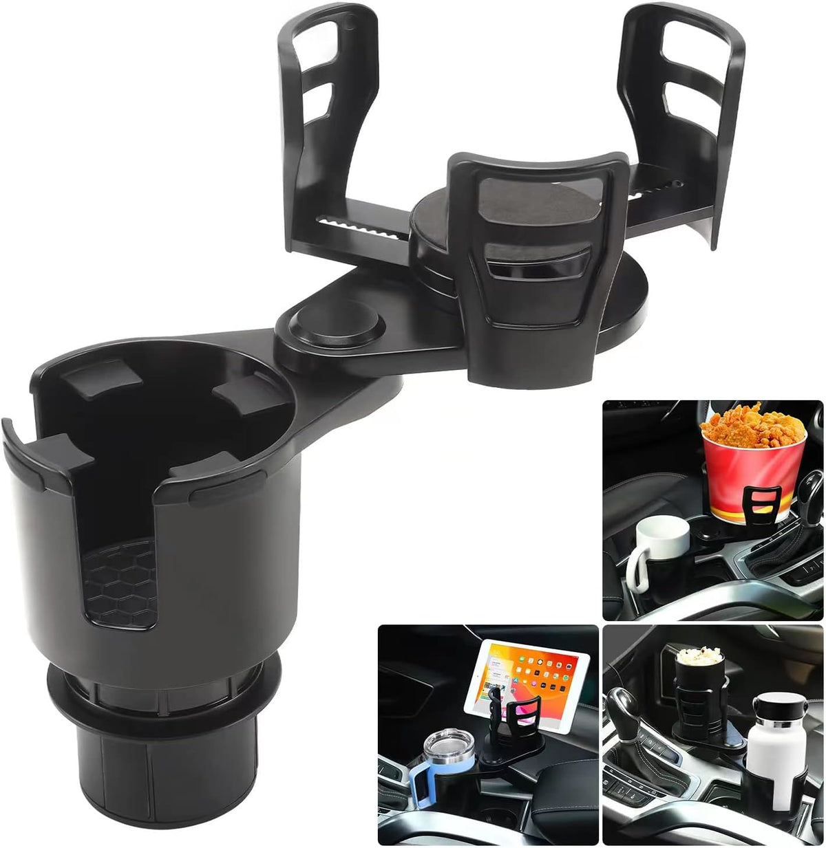 Cup Holder Expander for car 2 in 1 Multifunctional Car Cup Holder Extender Adapter with Adjustable Base Compatible with Hydro Flask, Yeti, Nalgene, 32/40 oz Large Bottles Drinks Mugs