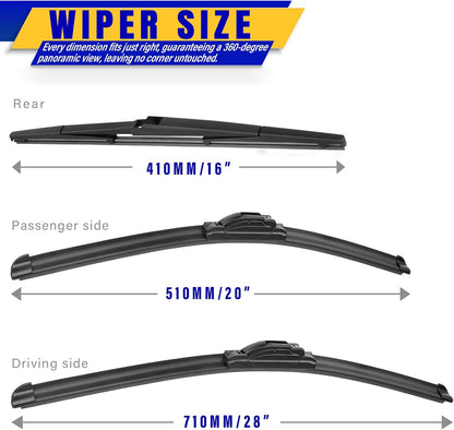 3 wipers Replacement for 2019-2023 2024 2025 2026 Subaru Forester, Windshield Wiper Blades Original Equipment Replacement - 26"/17"/14" (Set of 3) - Colors A