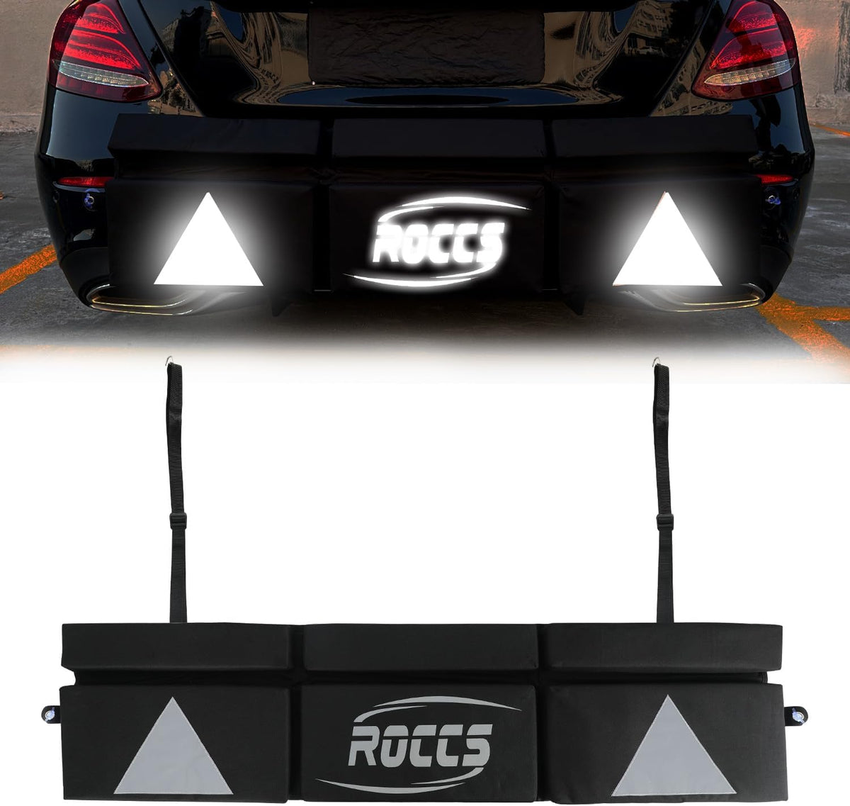 Thickest & Widest Rear Bumper Protector for Cars – 47.2"x11.8"x1.7" Universal Fit Bumper Guard with Reflectors, Heavy-Duty 600D PVC Oxford Fabric, Shock-Absorbing Padding, Black