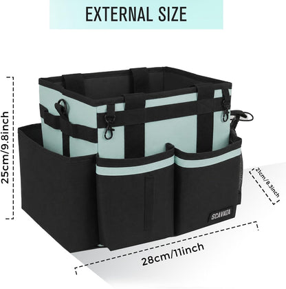 SCAVATA Compact Wearable Cleaning Caddy, Small Supplies Organizer with Handle & Shoulder Straps for Housekeepers, Under Sink & Car Cleaning Tool Organizer Bag (Black)