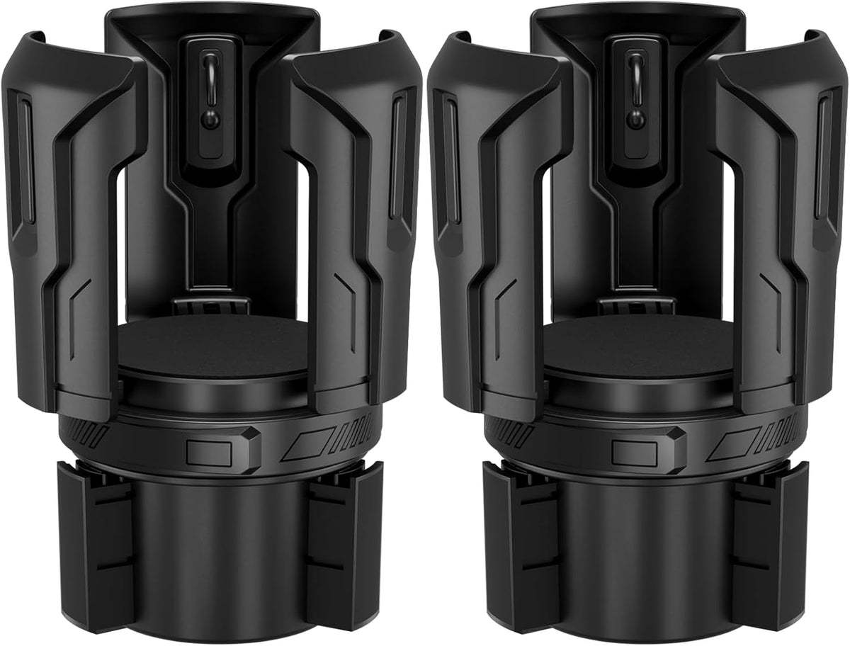 Cup Holder Expander (Adjustable Holder & Base, Auto-Fit Hold, One Button Open), Car Cup Holder Expander for Yeti, Hydro Flask, Nalgene, Owala, Bottles in 2.6"- 4.8" (Black, 1 Pack)