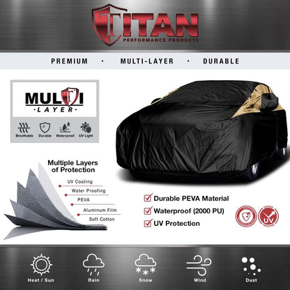 Titan Premium Multi-Layer PEVA Car Cover for Compact SUV 170-187". Waterproof, UV Protection, Anti-Scratch Protective Lining, Driver-Side Zippered Opening. Fits Rav4, Rogue, CR-V and More.
