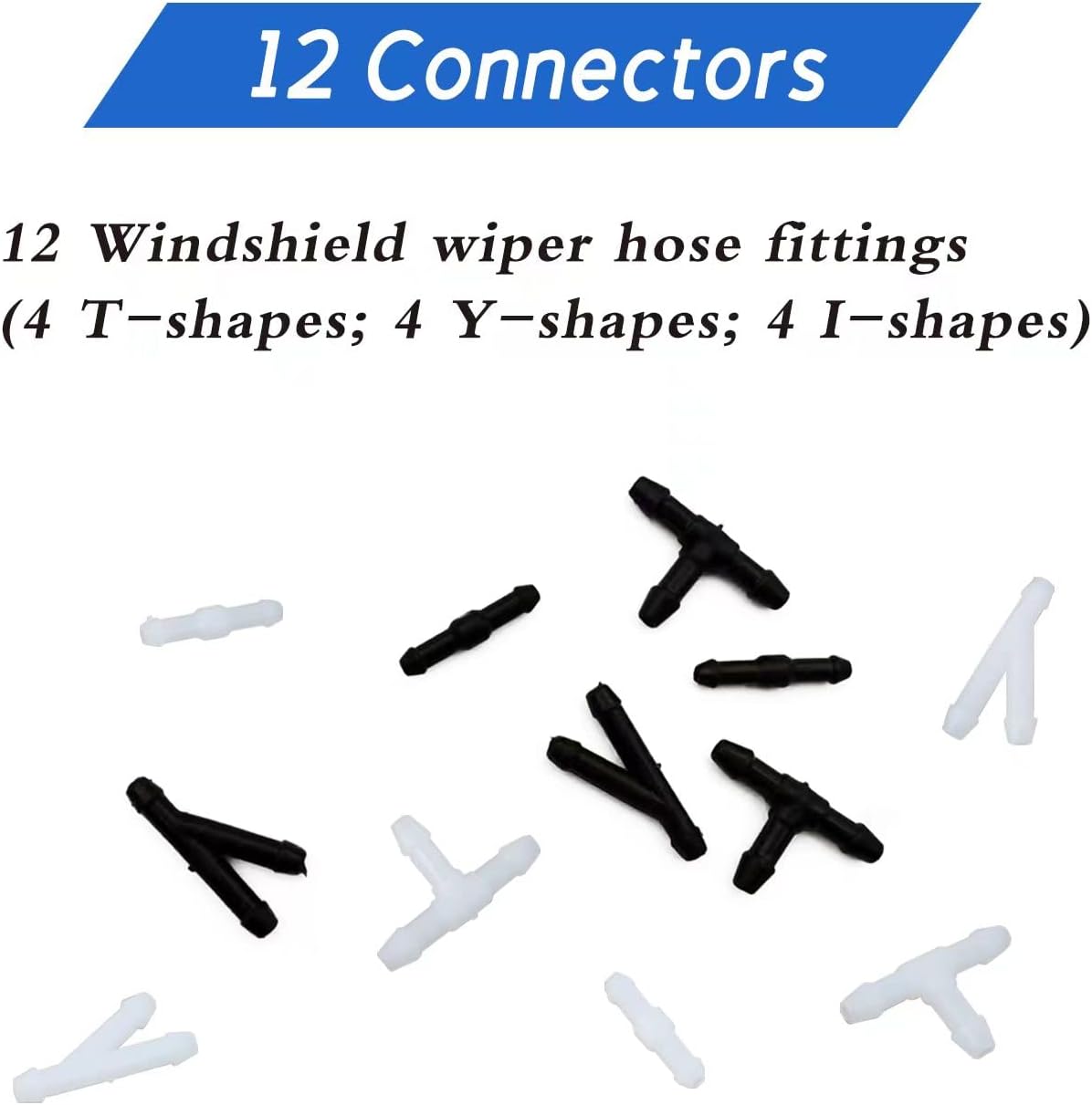 Windshield Washer Hose Kit, 4 Meter Washer Fluid Hose with 12 Pcs Hose Connectors, Suitable for Most Car Windshield Washer Tubing