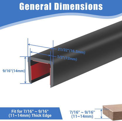 Rubber Edge Trim, Self-Adhesive Rubber Edge Trim, Edge Protector for Sheet Metal, EPDM Material, Fit 1/16"(1.0mm), Length 10Ft, Black Color, U Channel Edge Trim - Colors B