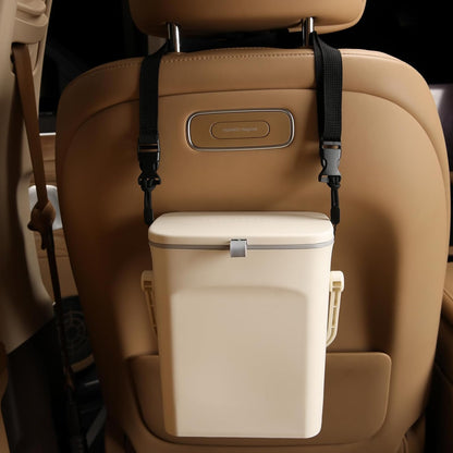 Leakproof Car Trash Can with Lid, Hanging Garbage Bin for Sedan SUV Truck | Leakproof lining, lid blocks odors; hangs off headrest—easy to empty & wipe clean,Easy to Use
