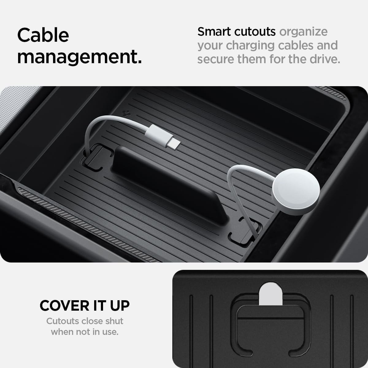 Spigen Center Console Organizer for Tesla Model Y Juniper (Only Premium & Performance 2026) and Model 3 Highland (Standard, Premium & Performance 2024/25/26) with Smooth Slide Technology - [Sliding]