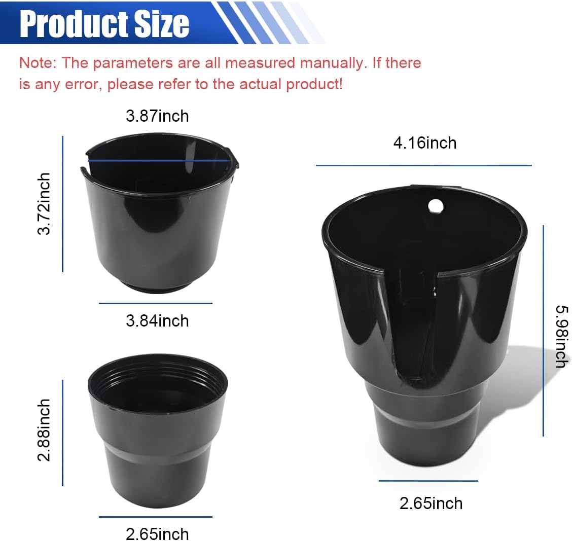 2-in-1 Car Cup Holder Extender, Automotive Drink Holder Adapter with Base, Multifunctional Vehicle Cup Holders Insert for Beverages, Snacks, Bottles, Phone Storage (1PC)