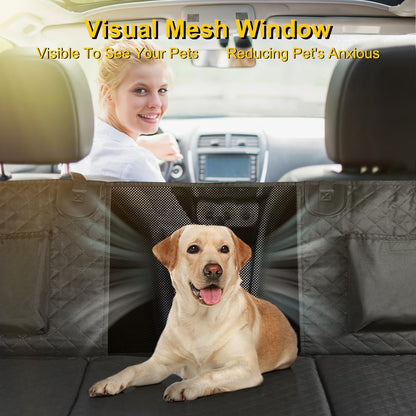 Vailge Dog Car Seat Cover for Back Seat, 100% Waterproof Back Seat Pet Cover for Dogs with Mesh Window, Scratch Prevent Antinslip Dog Hammock for Car