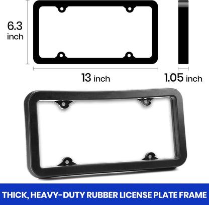AR-PRO Ultimate License Plate Bumper Guard Screws Included - 2.3" Thick Rubber License Plate Mount Protects Bumper from Scratches and Dents - Universal Fit for Cars, Trucks, SUVs, and Vans