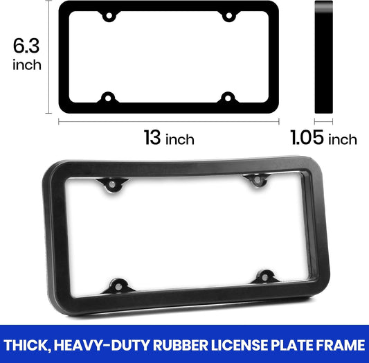 AR-PRO Ultimate License Plate Bumper Guard Screws Included - 2.3" Thick Rubber License Plate Mount Protects Bumper from Scratches and Dents - Universal Fit for Cars, Trucks, SUVs, and Vans