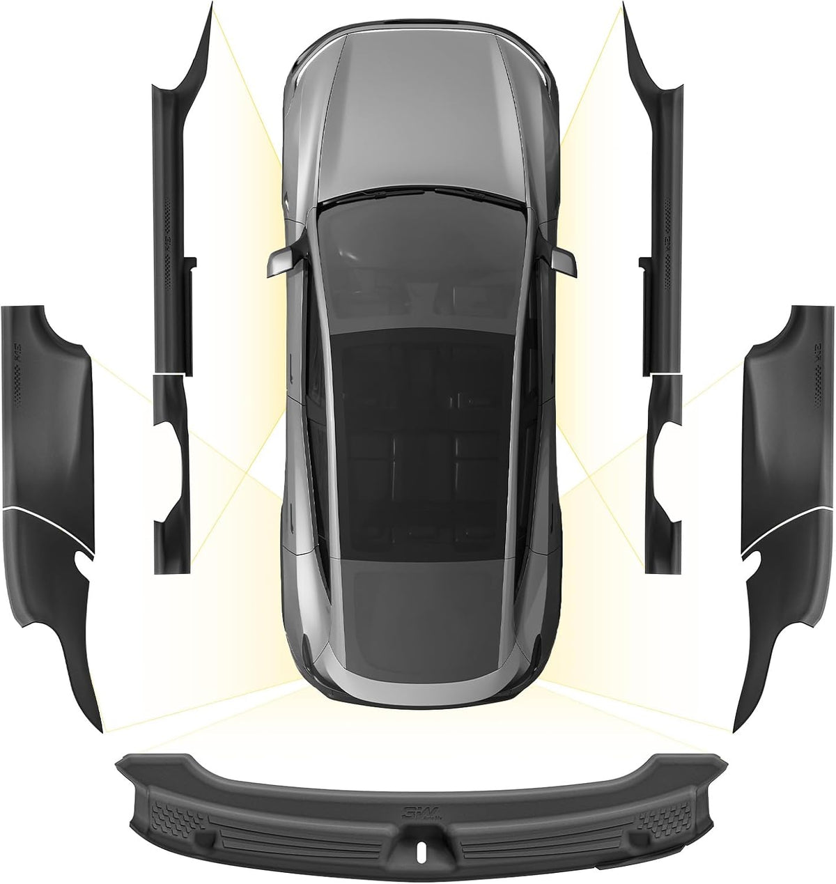 3W Tesla Model Y Juniper 9PCS Door Sill Protector 2025 2026 5 Seat (Not Standard/Original Tailgate Sill) Front,Rear, Rear Bumper,Trunk,Door Entry Guard, Anti-dust Cover,Edge Guards,Model Y Accessories