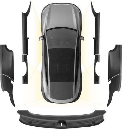 3W Tesla Model Y Juniper 9PCS Door Sill Protector 2025 2026 5 Seat (Not Standard/Original Tailgate Sill) Front,Rear, Rear Bumper,Trunk,Door Entry Guard, Anti-dust Cover,Edge Guards,Model Y Accessories