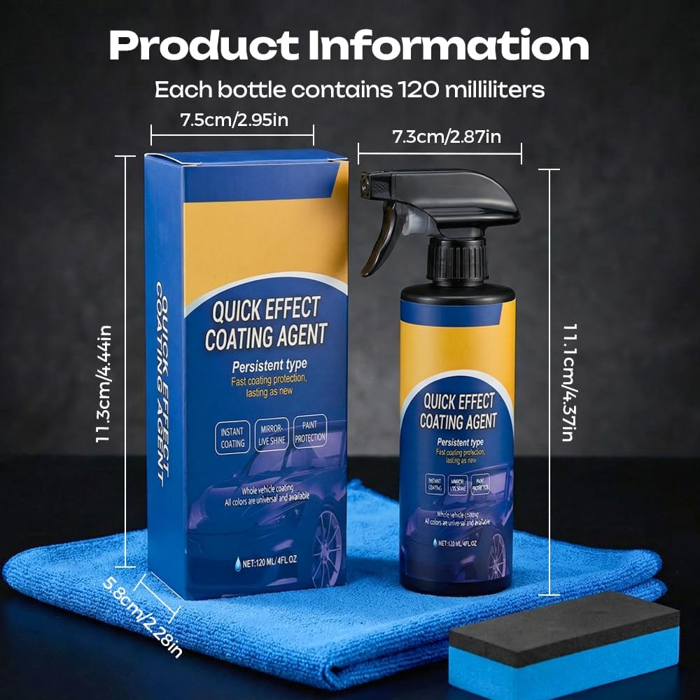 Quick Effect Car Coating Spray, Waterless Wash & Polish, Car Coating Spray for Shine & Protection, Quick Acting Paint Protection and Glass Cleaner (2pcs)