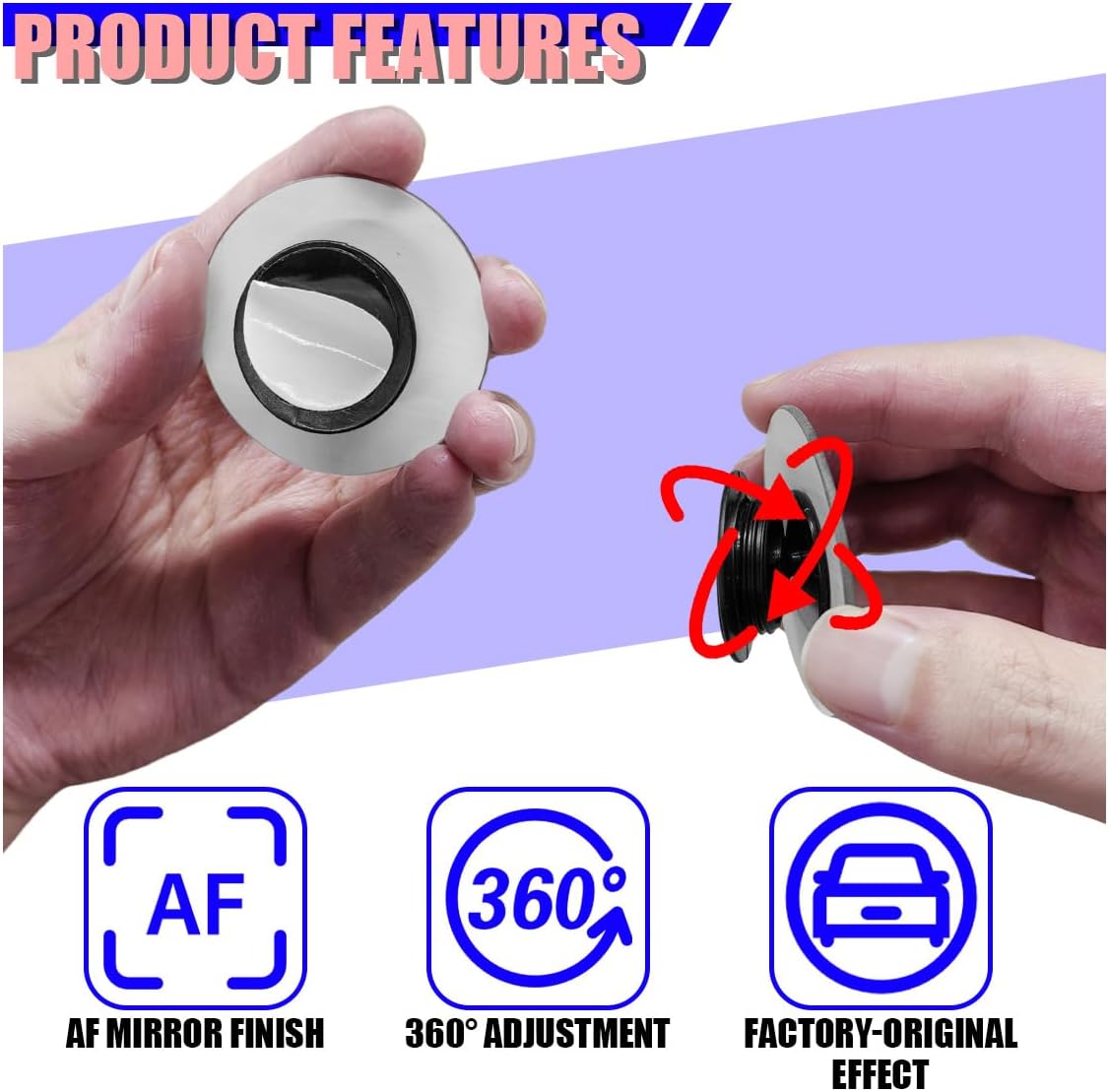 2PCS Heart Shaped Car Blind Spot Mirrors, HD Glass Wide Angle Side Mirrors for Enhanced Safety, Adjustable Frameless Rear View Mirror, Universal Car Exterior Accessories(Heart)
