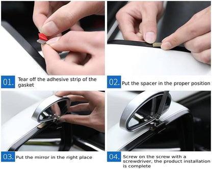 Blind Spot Mirror for Car, HD Glass Convex Wide Angle Blindspot Rear View Mirrors, Adjustable Clip On Car Side Mirror for Trucks SUVs Jeep RVs, Fits Max 0.16in/0.4cm Framed Mirrors