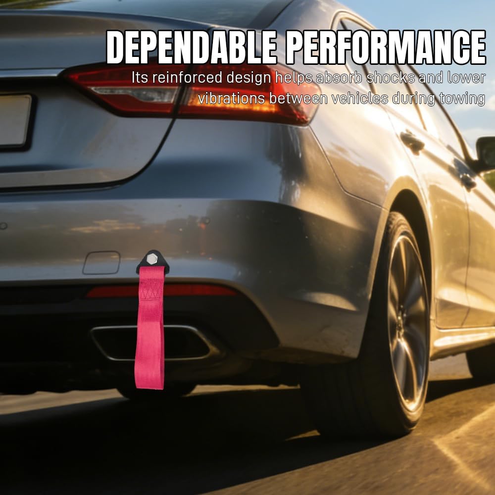 Racing Tow Strap, Tow Strap with Hooks, Sports Trailer Belt, Car Modification High Strength Nylon Traction Rope Decor Trailer Hook Belt Fit for Front or Rear Front Bumper Decoration (Red)