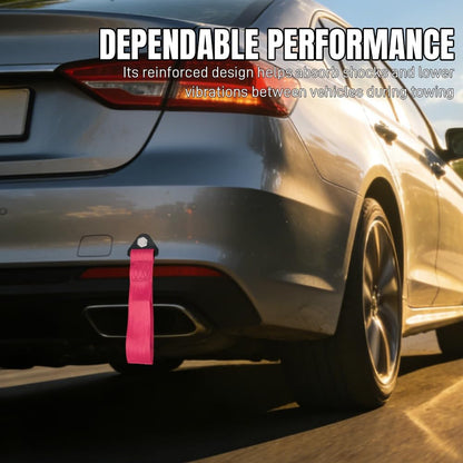 Racing Tow Strap, Tow Strap with Hooks, Sports Trailer Belt, Car Modification High Strength Nylon Traction Rope Decor Trailer Hook Belt Fit for Front or Rear Front Bumper Decoration (Red)