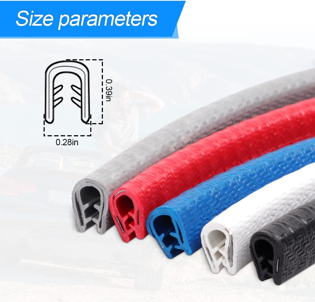 XINLIYA Car Door Edge Guards, 16Ft Universal Rubber Seal Protector U Shape Edge Trim Car Door Edge Protection for Most Car, Aluminum Boat Edge Guards (Red)