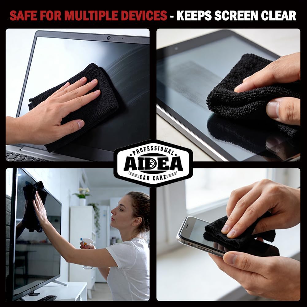 AIDEA Microfiber Cleaning Cloth, 50PK, Microfiber Towels for Cars, Premium Wash Cloths, Dusting Cloth Cleaning Rags, Absorbent Towels for SUVs, House, Kitchen, Window, Cleaning Supplies12×12"