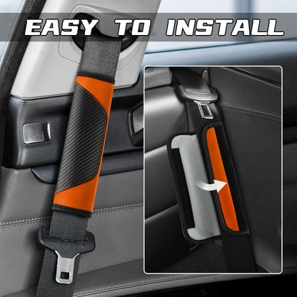 2PCS Car Seat Belt Cover Pad, Soft Carbon Fiber Leather Seatbelt Shoulder Protector for a More Comfortable Driving, Universal Safety Belt Strap Cover to Protect Your Neck (Blue)