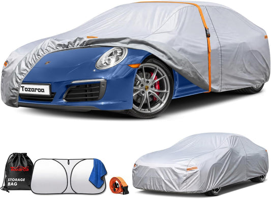 Car Cover Waterproof All-Weather,Heavy-Duty Outdoor Full Exterior Automobiles Sedan/Coupe (Length 186-193 inch) with Windshield Sun Shade Universal Fit Toyota Camry, Tesla Model 3, Accord etc