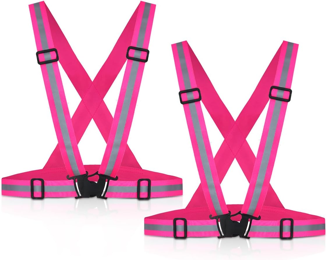 Tenalleys 2 Pack Reflective Vest Running Gear Adjustable High Visibility Reflective Running Safety Vest for Women Men Night Cycling,Hiking, Jogging,Dog Walking