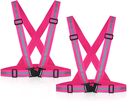 Tenalleys 2 Pack Reflective Vest Running Gear Adjustable High Visibility Reflective Running Safety Vest for Women Men Night Cycling,Hiking, Jogging,Dog Walking