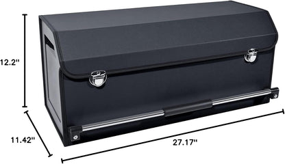 XCF Car Trunk Organizer, Leather Trunk Organizer for SUV with Lid and Sturdy Handle Car Storage Organizer (Black, 20.47 x 11.42 x 12.2in)