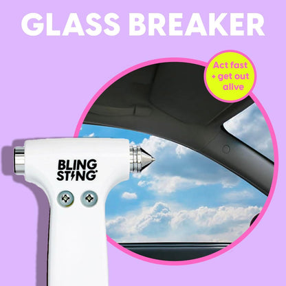 BLINGSTING Safety Hammer - Emergency Automotive Escape Tool with Window Breaker, Seat Belt Cutter & Adjustable Car Visor Strap - Tempered Glass Breaker - Steel Blade - Rose Gold (1 Count)