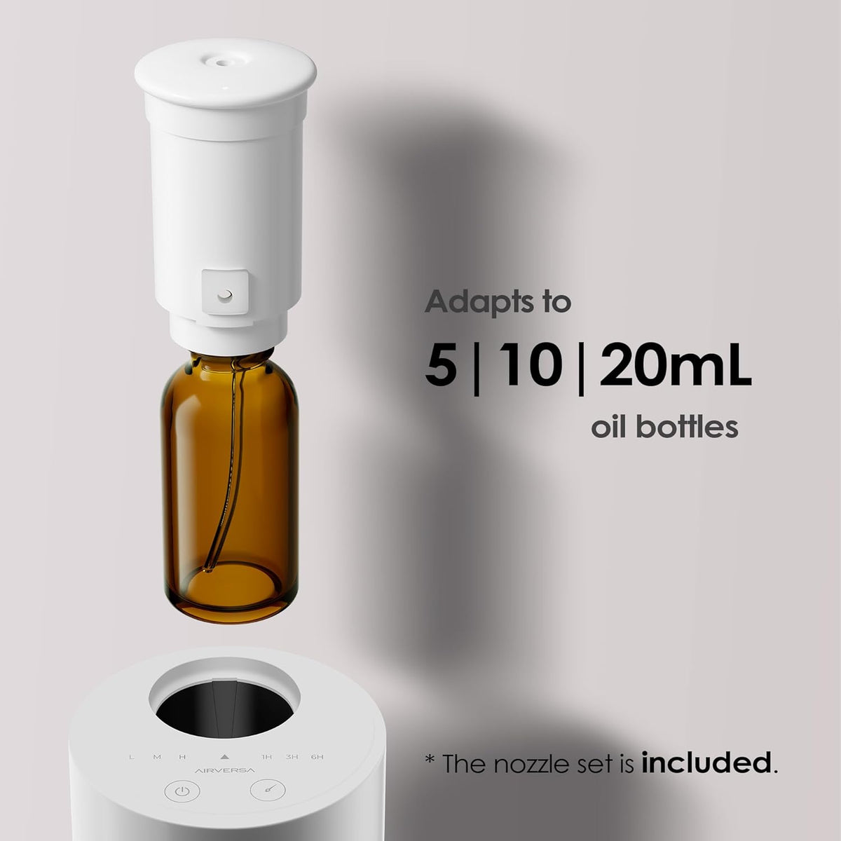 Airversa Waterless Diffuser for Essential Oil, Car Diffsuer, Battery Operated Nebulizer, 0.7 Fl Oz/ 20mL, Mini Scent Air Machine, 3 Timers & 3 Mist Levels for Home, Room, Car, Office - AN6 Black