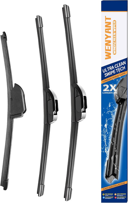 26"/19"/16" Windshield Wipers Compatible with Toyota Prius 2010-2015 Front and Rear Wiper Blades for My Car Automotive Replacement (Set of 3) - Colors B
