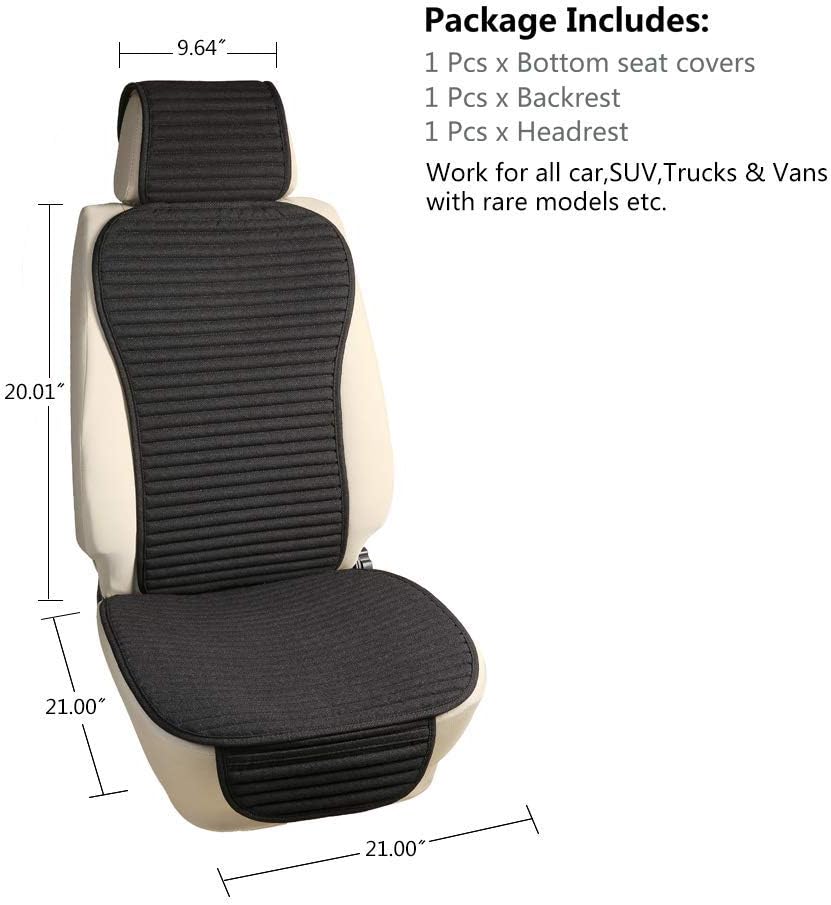 Suninbox Car Seat Covers Buckwheat Hull Universal Car Seat Covers,Bottom Seat Covers for Cars,Truck Seat Covers,Car Seat Cushion Protector Mats Pad,Gray Front Seat