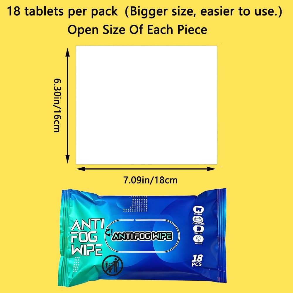 90 Pcs Anti Fog Wipes for Car Windshield & Helmet - Long Lasting Windshield Fog Prevention & Interior Glass Cleaner - Safe for Motorcycle Visor, Ski Goggles, Mirrors - Quick Defog & Clear Vision