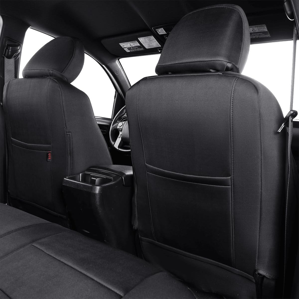 EKR Tacoma Car Seat Covers Custom Fit for Toyota Tacoma (Petrol) 2024 2025 2026 DoubleCab/CrewCab SR/SR5/TRD Sport/TRD Off-Road/Limited -Truck Seat Covers Full Set,Faux Leather(Black)