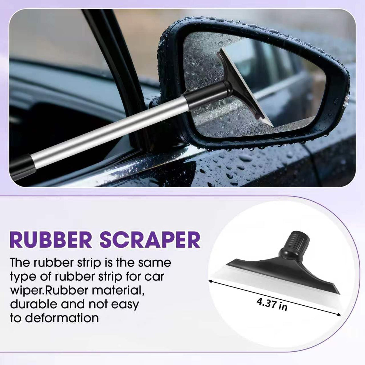 Windshield Cleaner Tool, Car Interior Cleaning Kit with Extendable Handle and 3 Reusable Microfiber Pads, Auto Glass Wiper and Detailing Brush Kit for Car & Home Window, Blue