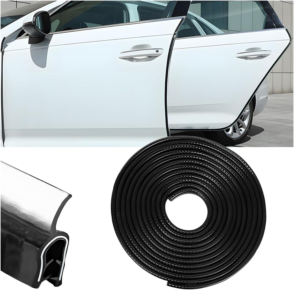 Osilly Car Door Edge Guards, 16Ft Rubber Seal Car Door Edge Trim, U Shape Door Edge Protector Guard, Aluminum Weather Proofing Automotive Door Edge Molding Protection for Most Car (Black)