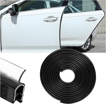 Osilly Car Door Edge Guards, 16Ft Rubber Seal Car Door Edge Trim, U Shape Door Edge Protector Guard, Aluminum Weather Proofing Automotive Door Edge Molding Protection for Most Car (Black)