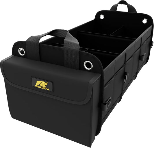 MIKKUPPA Car Trunk Organizer with Cooler - 100L Large Car Organizer, 1680D Oxford Collapsible Suv Trunk Storage with 2 Adjustable Straps for Auto, Truck, Suv (Gray)