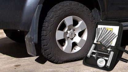 BETOOLL Tire Repair Kit, 24 Pcs Professional Heavy Duty Universal Emergency Flat Tire Repair Kit to Fix Punctures, for car Motorcycle, Truck, Golf Cart, ATV, Tractor, ARB, RV, SUV, Trailer etc.