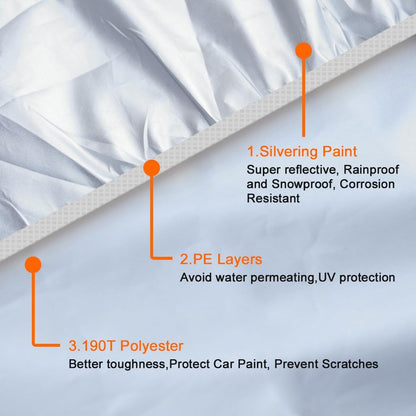 uxcell 3XXL Silver Tone 190T Car Cover Outdoor Weather Waterproof Scratch Rain Snow Heat Resistant W Mirror Pocket 530 x 185 x 160cm